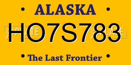 HO7S783 Alaska License Plate