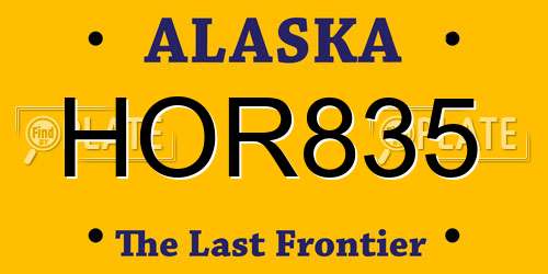 HOR835 Alaska License Plate