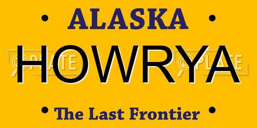 HOWRYA Alaska License Plate
