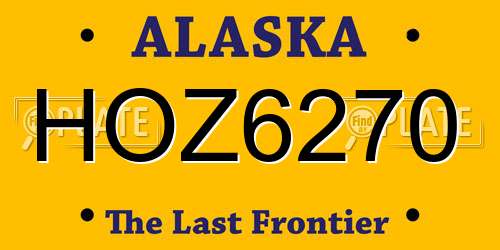 HOZ6270 Alaska License Plate