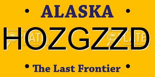 HOZGZZD Alaska License Plate