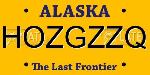 HOZGZZQ Alaska License Plate