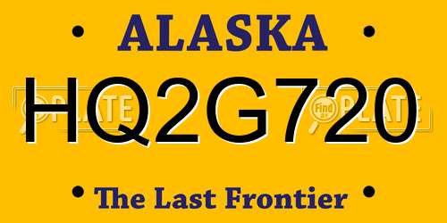HQ2G720 Alaska License Plate