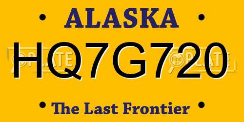 HQ7G720 Alaska License Plate