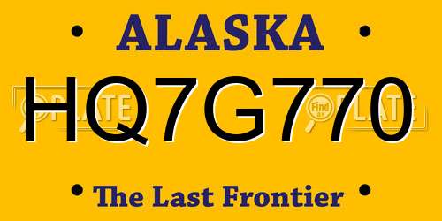 HQ7G770 Alaska License Plate