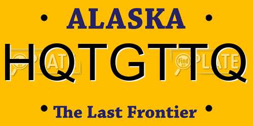 HQTGTTQ Alaska License Plate