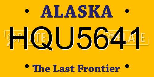 HQU5641 Alaska License Plate