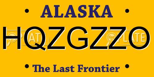 HQZGZZO Alaska License Plate