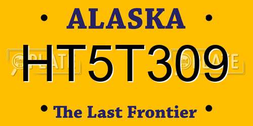 HT5T309 Alaska License Plate