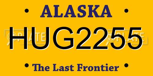 HUG2255 Alaska License Plate