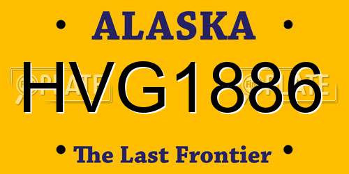 HVG1886 Alaska License Plate