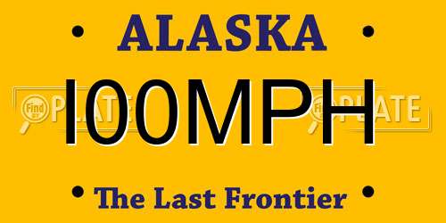 I00MPH Alaska License Plate