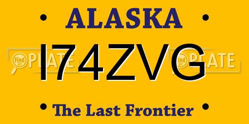 I74ZVG Alaska License Plate