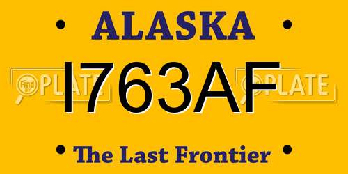 I763AF Alaska License Plate