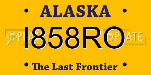 I858RO Alaska License Plate