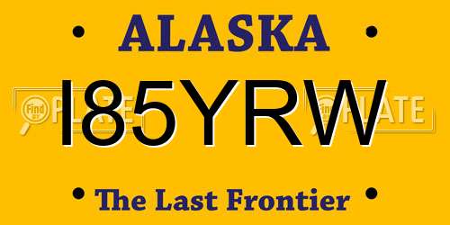 I85YRW Alaska License Plate