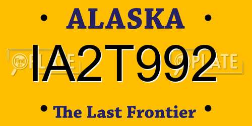 IA2T992 Alaska License Plate