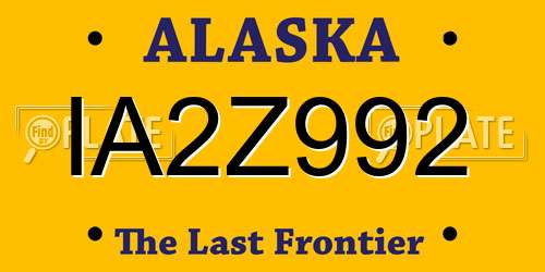IA2Z992 Alaska License Plate