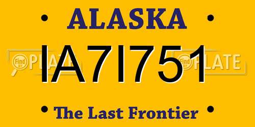 IA7I751 Alaska License Plate