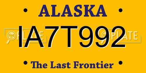 IA7T992 Alaska License Plate