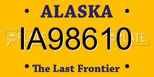 IA98610 Alaska License Plate