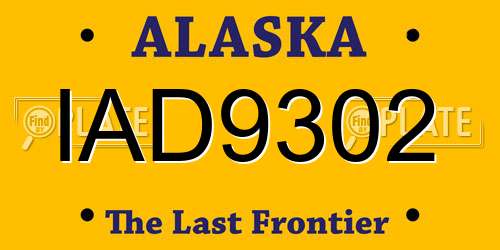 IAD9302 Alaska License Plate
