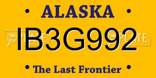 IB3G992 Alaska License Plate