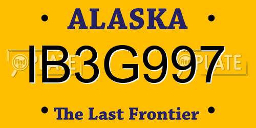 IB3G997 Alaska License Plate