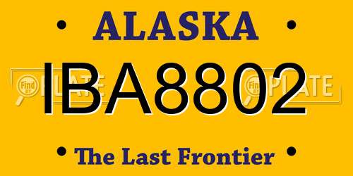 IBA8802 Alaska License Plate