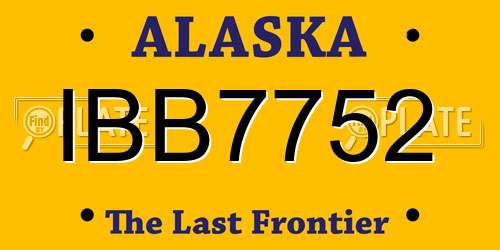 IBB7752 Alaska License Plate