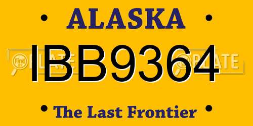 IBB9364 Alaska License Plate