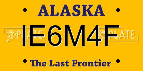 IE6M4F Alaska License Plate