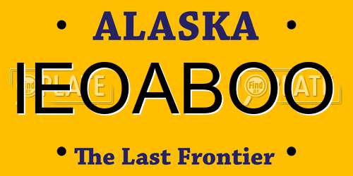 IEOABOO Alaska License Plate
