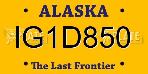 IG1D850 Alaska License Plate