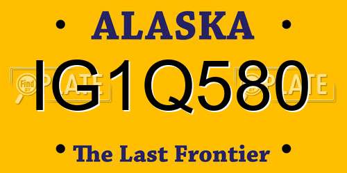 IG1Q580 Alaska License Plate