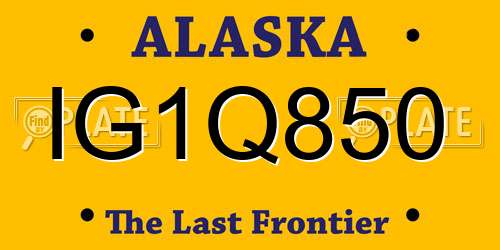 IG1Q850 Alaska License Plate