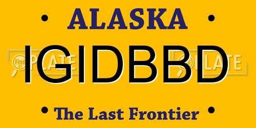 IGIDBBD Alaska License Plate