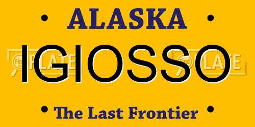 IGIOSSO Alaska License Plate
