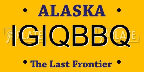 IGIQBBQ Alaska License Plate