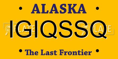 IGIQSSQ Alaska License Plate