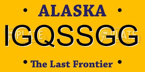 IGQSSGG Alaska License Plate