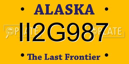 II2G987 Alaska License Plate