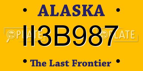 II3B987 Alaska License Plate