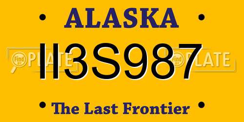 II3S987 Alaska License Plate