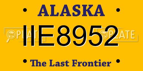 IIE8952 Alaska License Plate