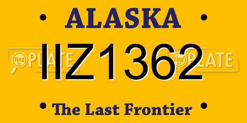 IIZ1362 Alaska License Plate