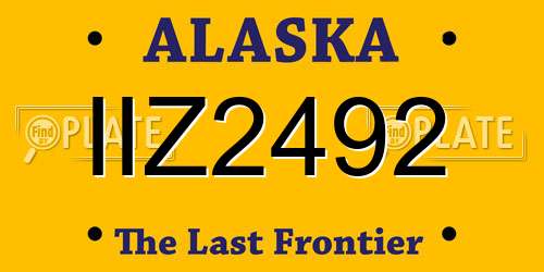 IIZ2492 Alaska License Plate
