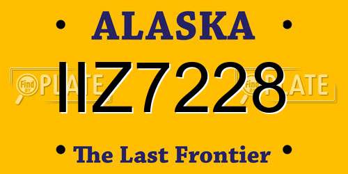 IIZ7228 Alaska License Plate