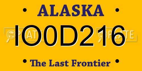 IO0D216 Alaska License Plate