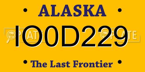 IO0D229 Alaska License Plate